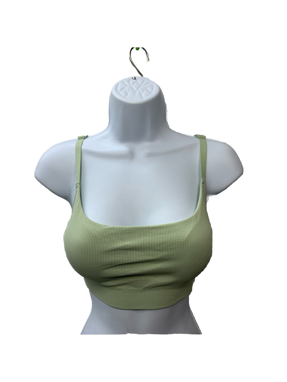 DOBREVA Bralettes Wireless Bras Support Padded Wireless Ribbed XXL Light Green